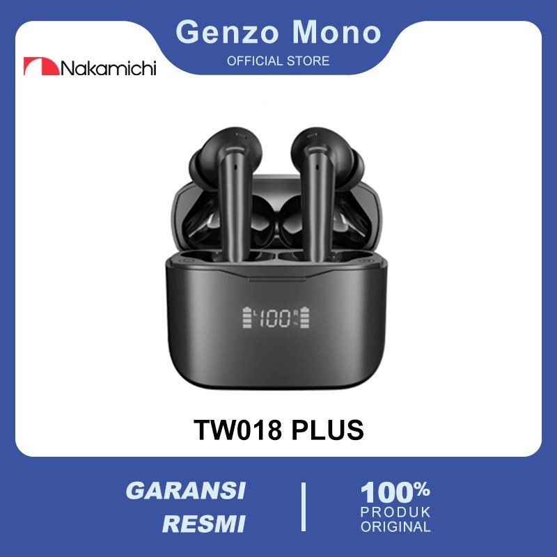 Nakamichi TW018ENC Plus Earbuds Nirkabel TWS Bluetooth 5.0 dengan ENC Mikrofon, Active Noise Cancell