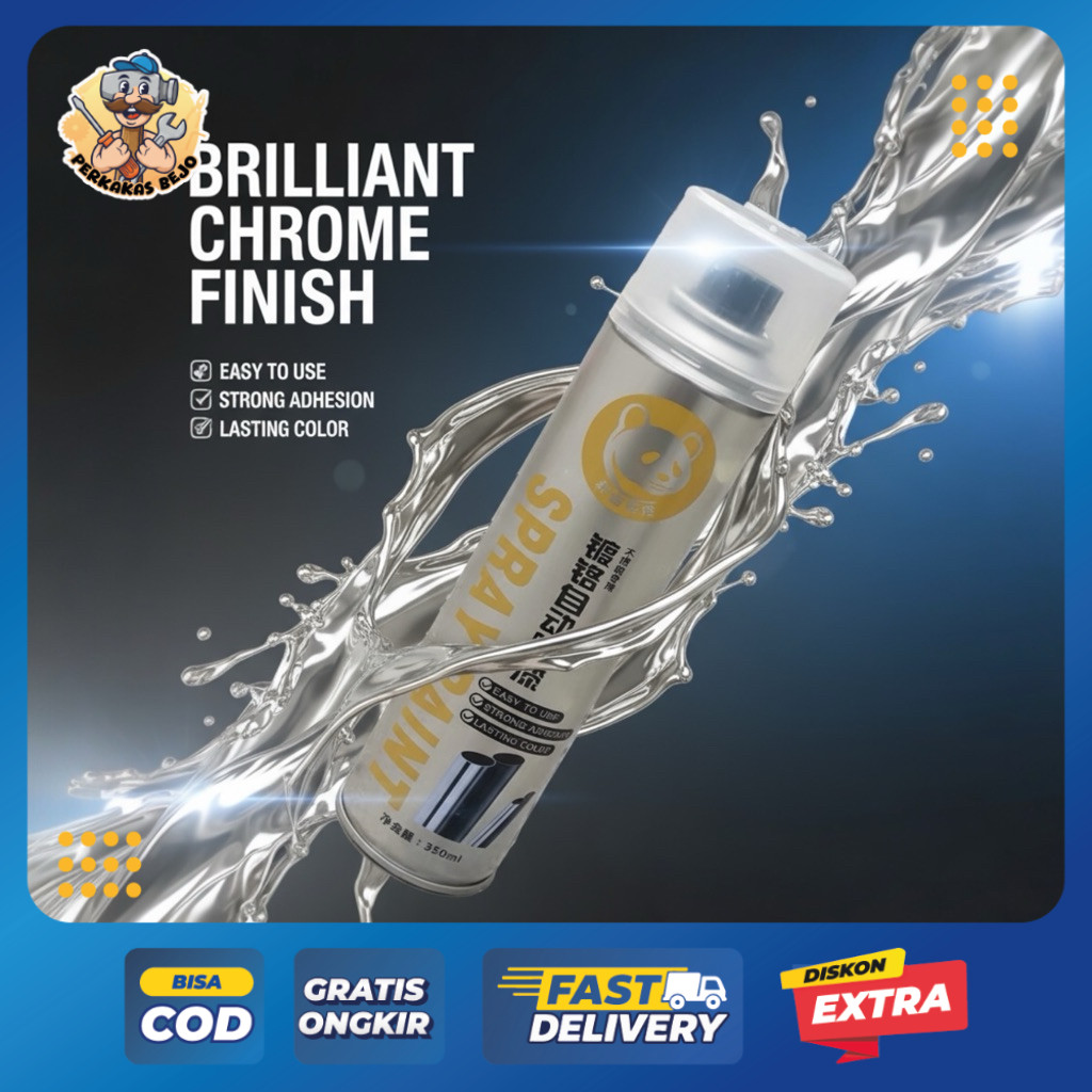 Cat chrome SILVER BEAR CAT SEMPROT METALIC 350ML – Stainless Silver Spray Paint Besi Anti Karat - PB