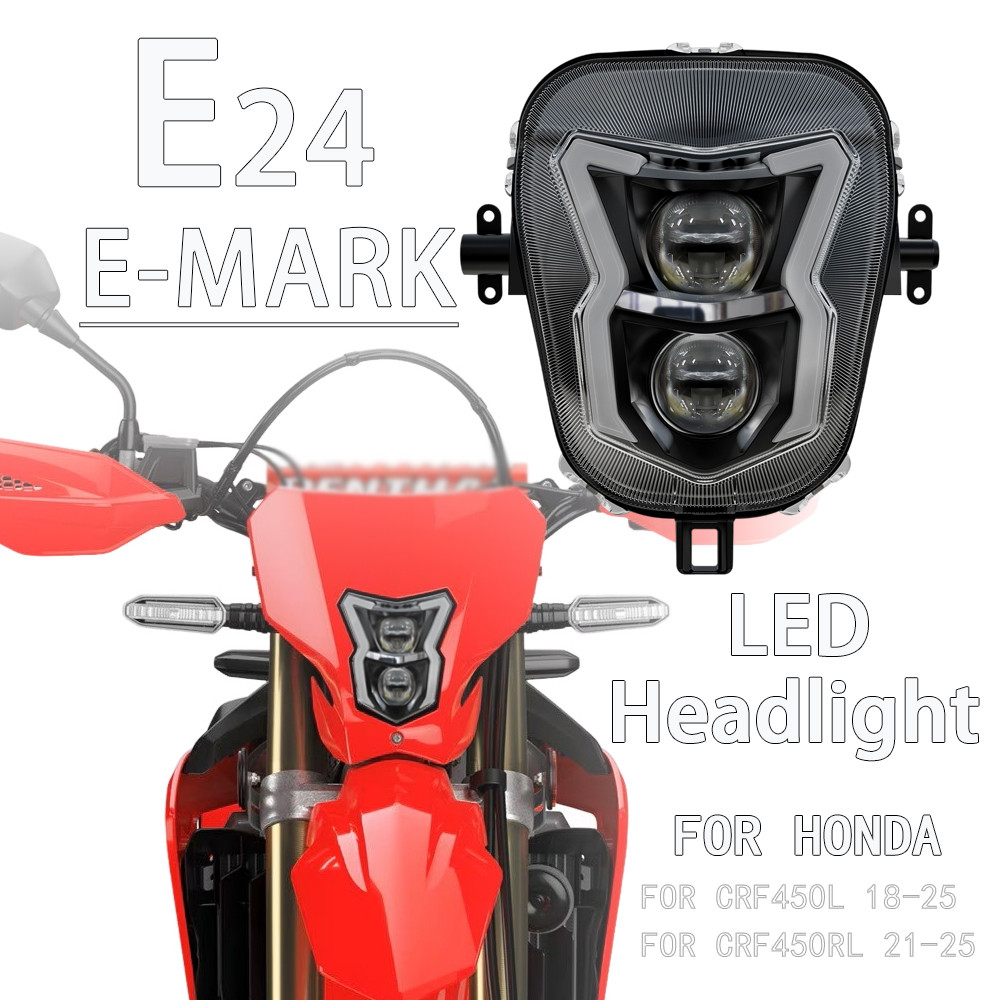 E24 LED Headlight Headlamp For Honda CRF450RL CRF450L CRF 450 RL L 2018-2022 2023 2024 2025 Motorcyc