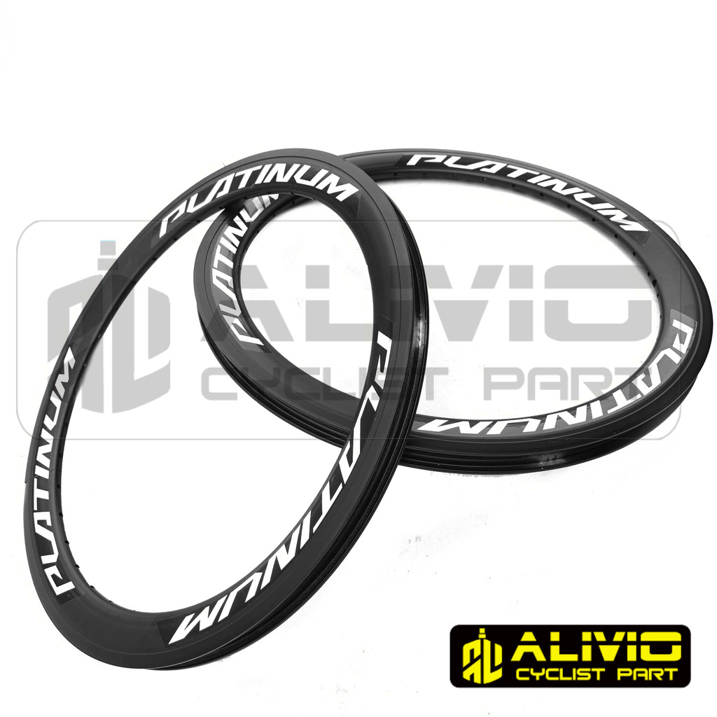 Velg Sepeda 20 Inch Platinum 4cm Lubang 36 Hole 36H Double Wall Hitam Rim Rims BMX Sepeda Lipat Mini
