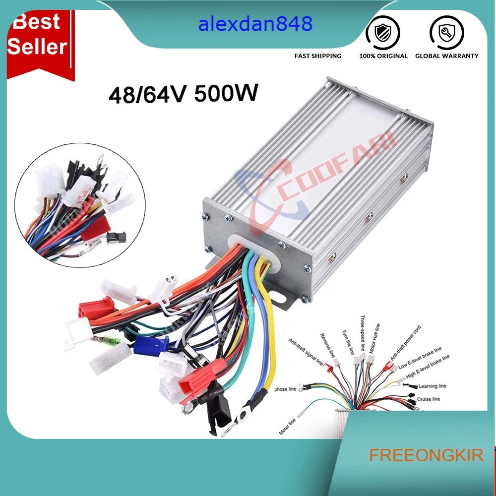 Controller Motor Brushless DC 48/64V 500W DC Untuk Sepeda Elektrik