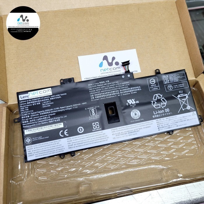 Baterai Laptop ThinkPad X1 YOGA (L18C4P71) 02DL006 L18M4P72 SB10K97642 net comp