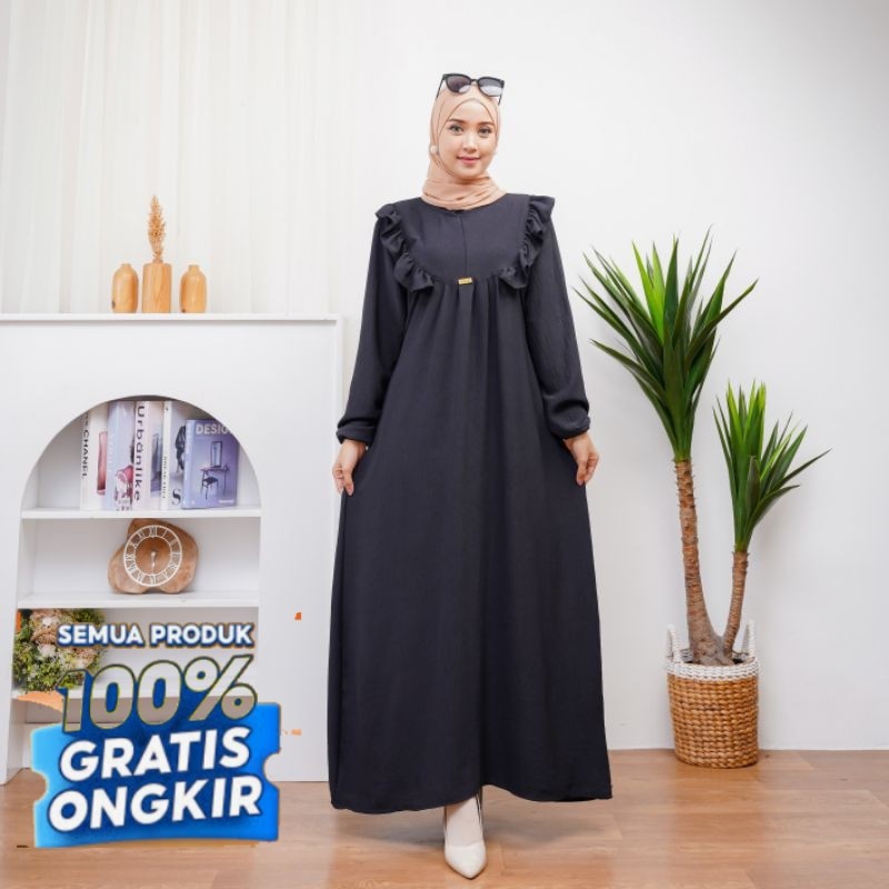 LAURA Dress Gamis Wanita Crinkle Airflow- pakaian wanita lainnya