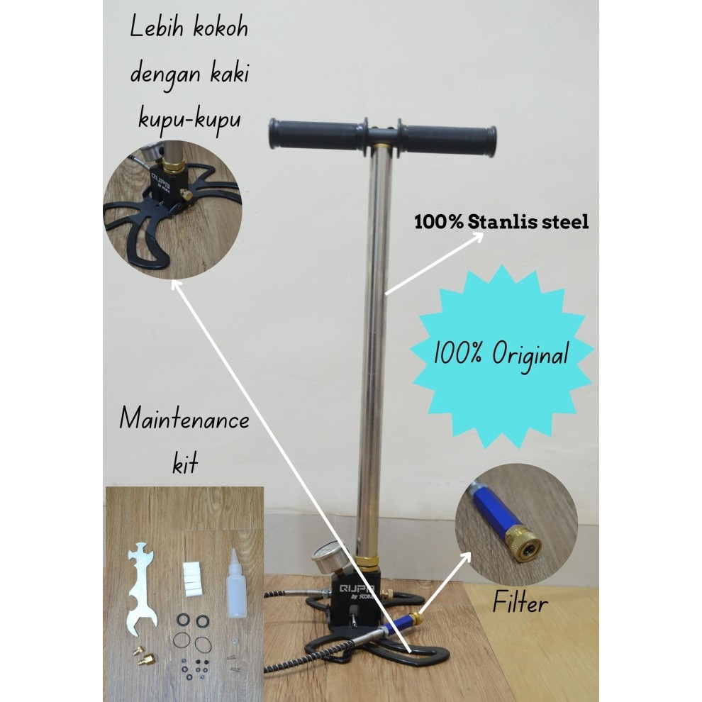 HANDPUMP POMPA PCP STAINLESS / BARACUDA KAKI LIPAT KUPU - KUPU