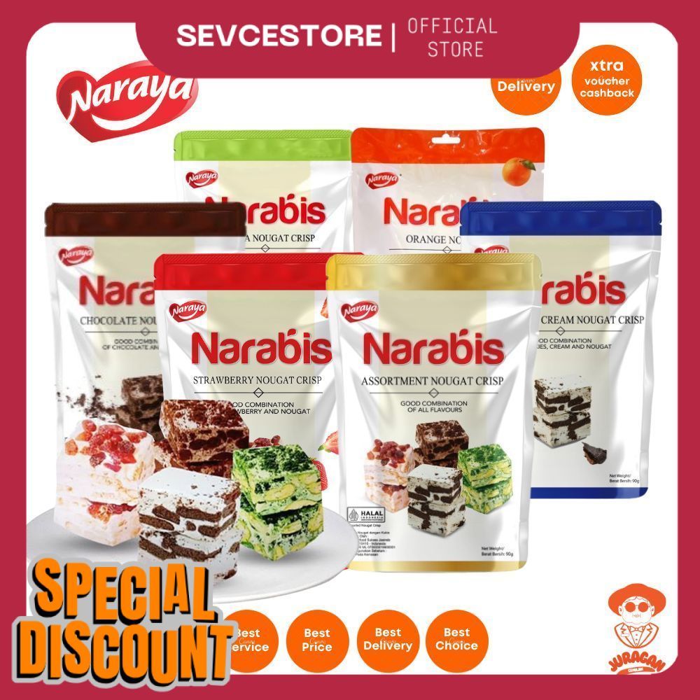 Naraya Narabis 90g Assorment Nougat Crisp Narabis Coklat Strawbery Cookies /SA