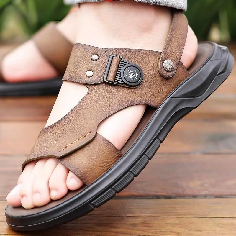 Sandal Pria Kulit Kasual Import PM17, Ukuran US 38-44, Sendal Fashion Asli