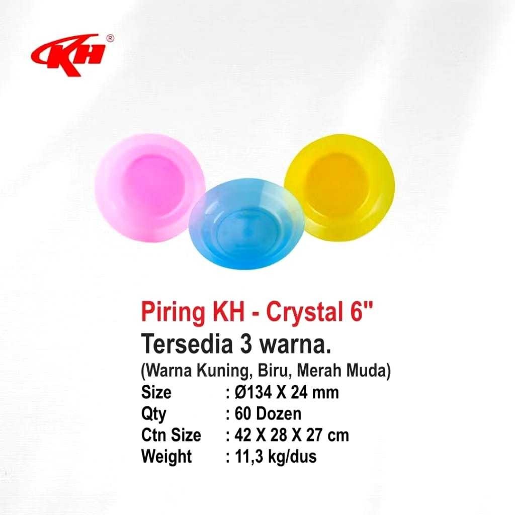 (1Lusin) Piring Crystal KH 6'' Kecil / Piring Makan Plastik Crystal