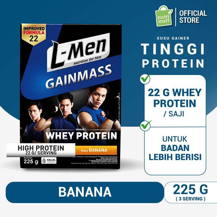 Well Herbal L-Men Gain Mass Banana 225 g with 22g Protein / Serving