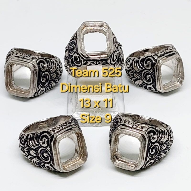 Ring emban alpaka super 13 x 11 eceran / model tanam kotak ukir bali / pengikat ring cincin batu aki