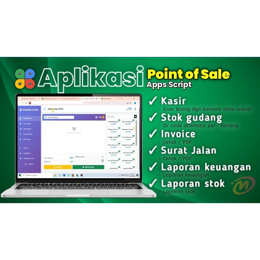 Source Code Aplikasi Kasir POS & Gudang Stok | Google Apps Script | Barcode Kamera