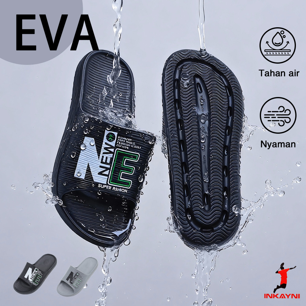 INKAYNI sandal selop cowok sandal anti slip dan anti licin sendal slop pria karet sandal karet empuk