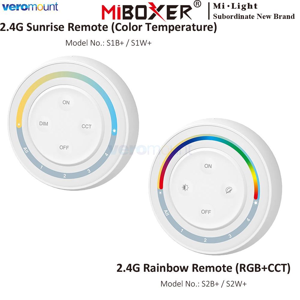 Miboxer 4-Zone Sunrise Remote S1W+ Rainbow Remote S2W+ LED Controller For Mi-Light 2.4G Color Temper