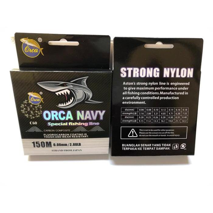 Senar Pancing Fluorocarbon Orca Navy 0.06mm to 0.20mm 150M Bening Kuat - 0.06mm
