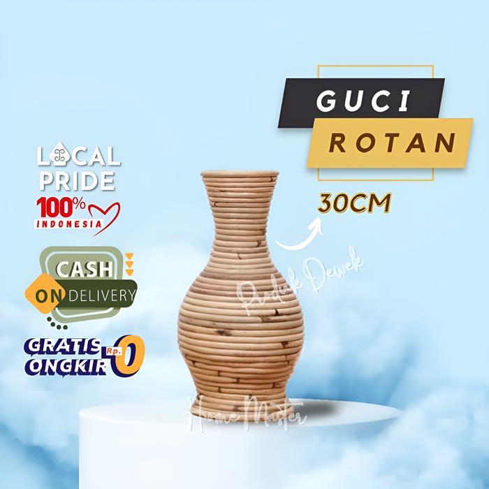 Vas Bunga Rotan Guci 70cm untuk Hiasan Ruang Tamu Modern Alami Natural - Keramik - Guci 30cm