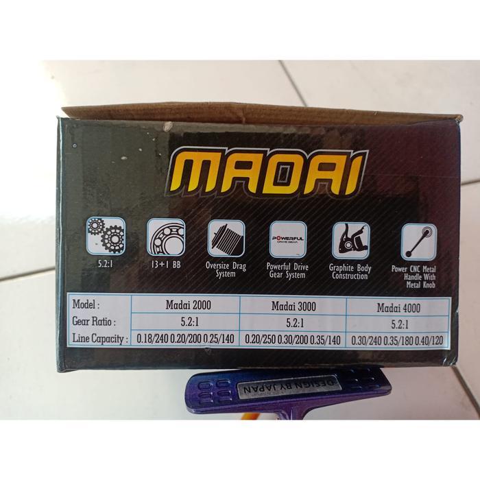 Reel Spinning Indigo Madai 800 1000 2000 4000 14BB Metal Handle - 4000