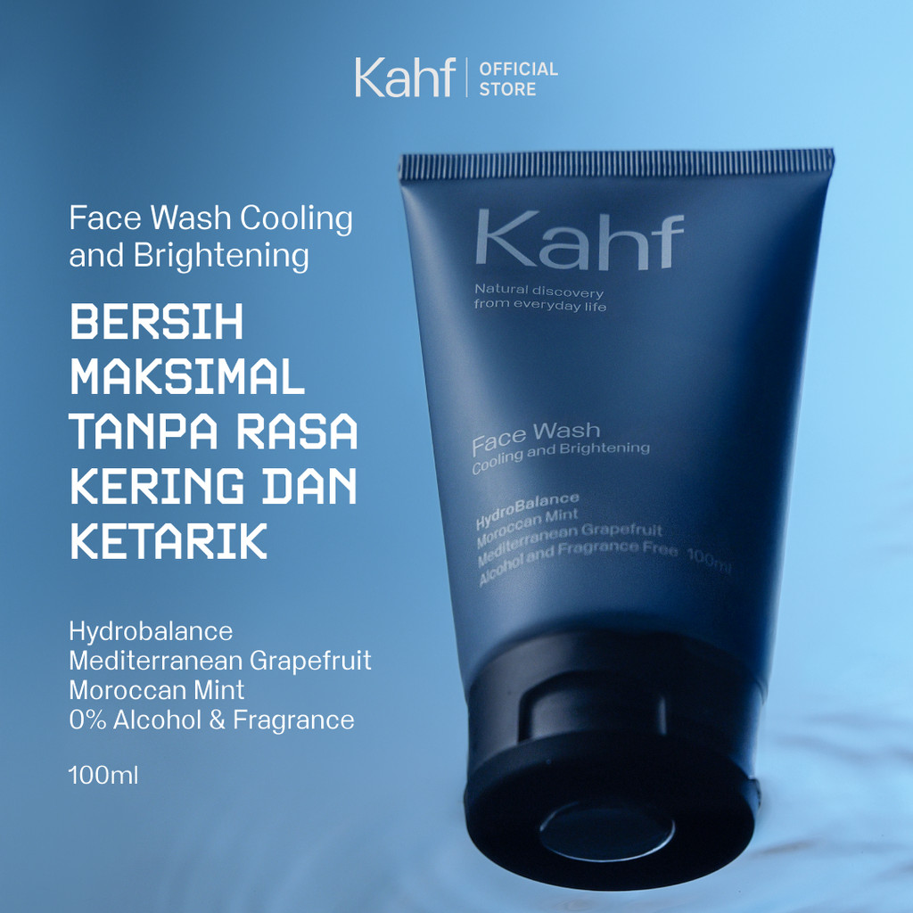 Kahf Cooling & Brightening Face Wash 100 ml - 0% Alkohol & Parfum Bersih Maksimal Tanpa Rasa Kering 