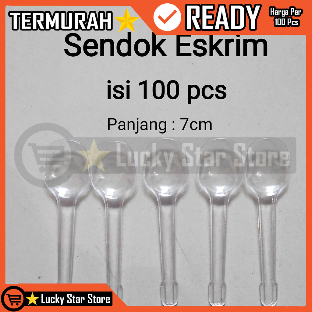 100 Pcs Sendok Sekop Mini Plastik Transparan Sendok Puding Jelly Ice Cream Bening Per Pack Sendok Te