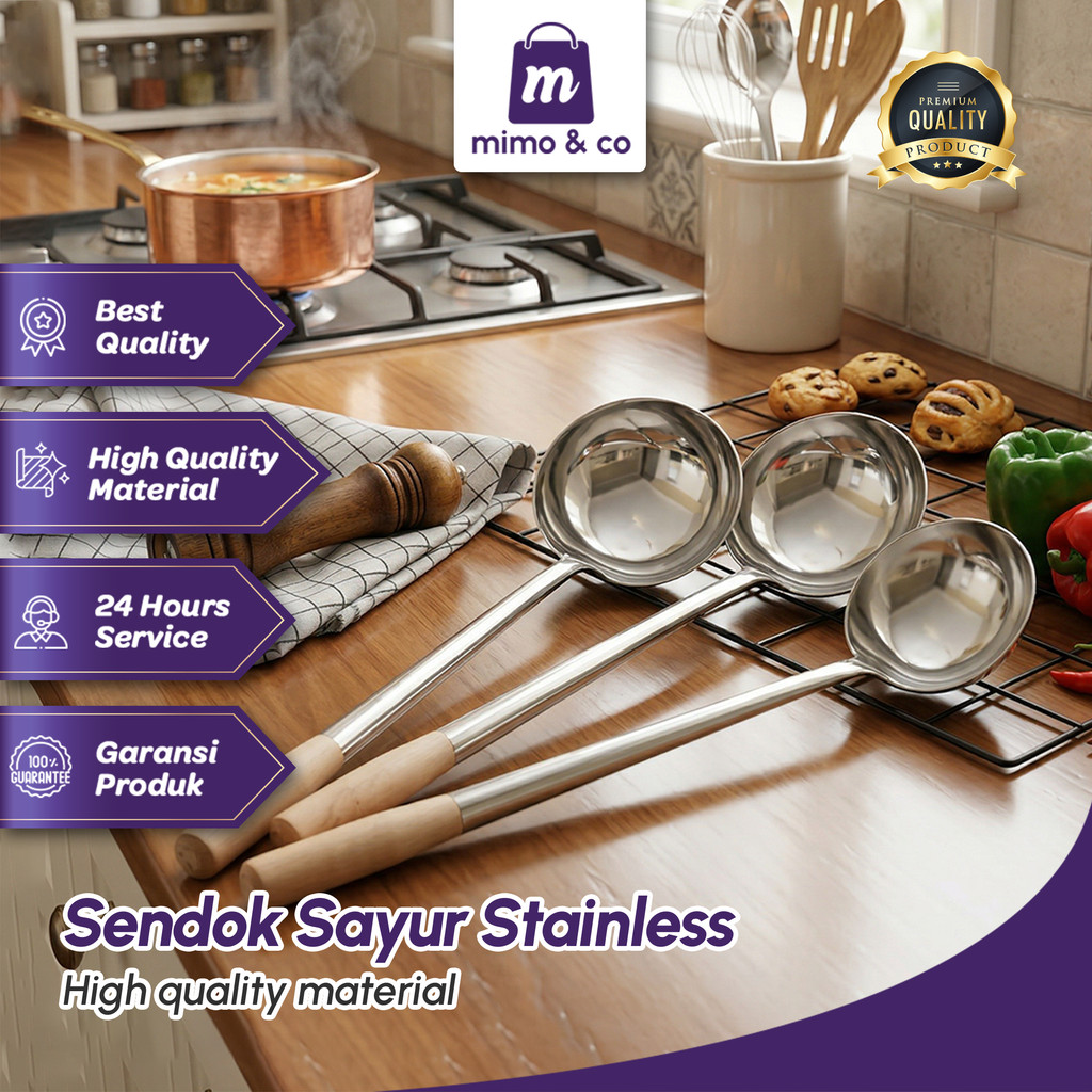 Centong Kuah Gagang Panjang Irus Centong Jumbo Bakso Soto Iga Kuat Tebal Sendok Sop Besar - 21