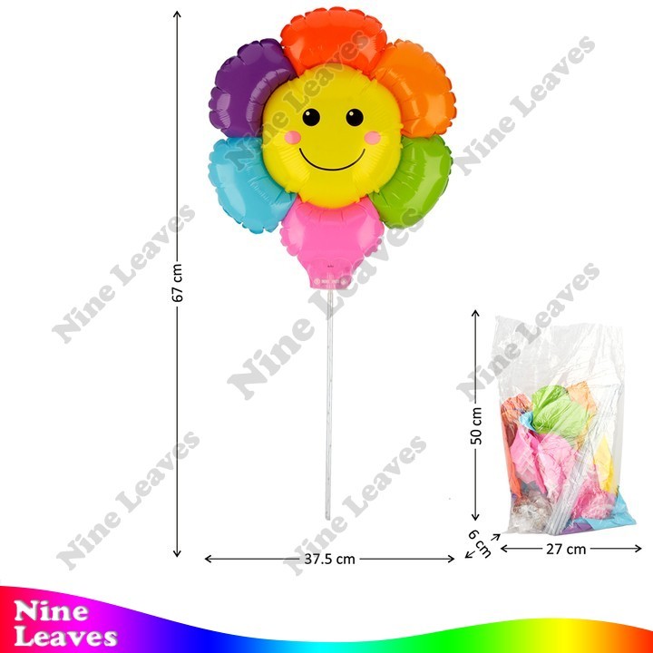 [Grosir] Balon Gas Matahari Pelangi + Stik 20 Pcs Mainan Anak Murah