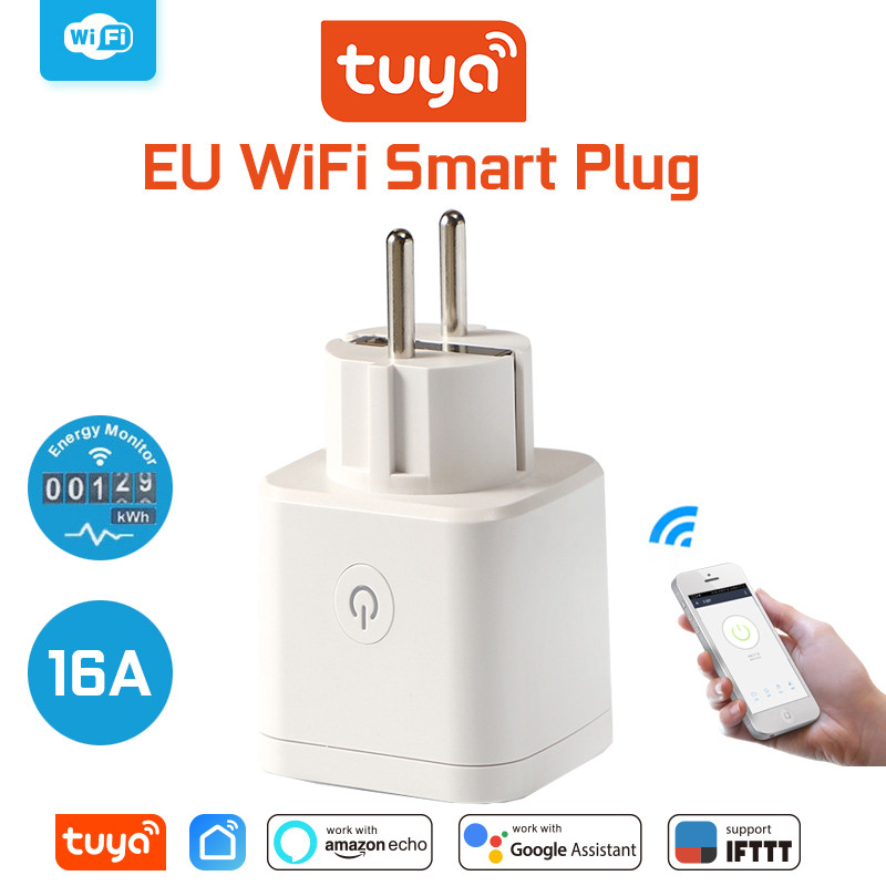 Tuya EU 16A Power Monitoring Smart Plug Wifi Smart Socket Tuya Smart Life App EU Plug Alexa Google S