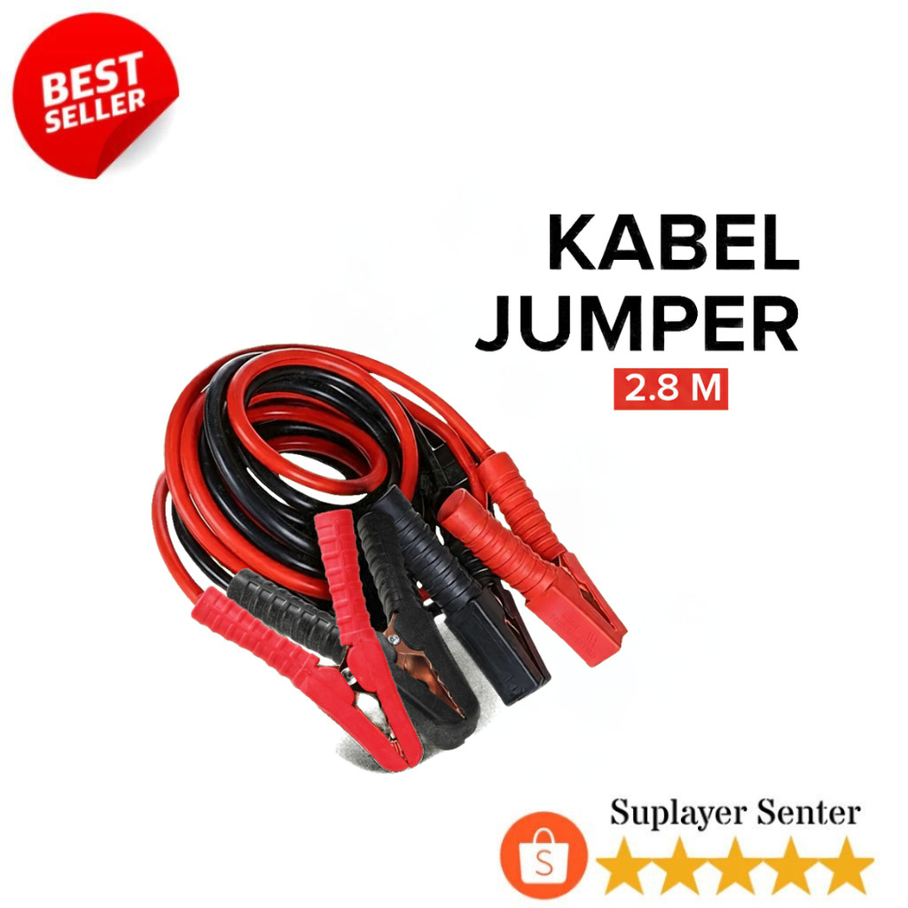Kabel Booster Aki Mobil 2000cc Jumper Tembaga 2.8M Jepitan Kuat
