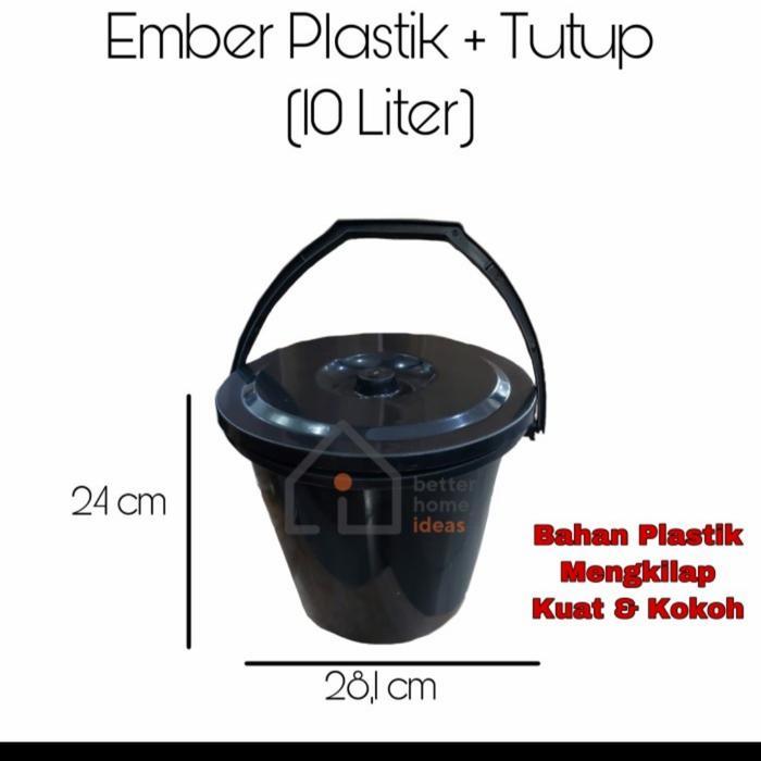 Ember Hitam 10 Liter | Ember Tutup Gagang | Ember Plastik |Ember Mandi