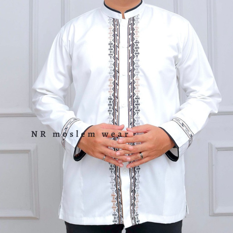 BAJU KOKO PUTIH DEWASA TANGAN PANJANG  / KOKO ARRAHMAN PANJANG / BAJU KOKO KATUN ADEM kode ( ARK )