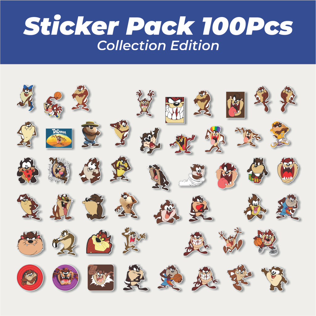 Hot Stiker TAZMANIA Lucu Anti Air Stikers Berperekat Waterproof Sticker Decal Buat Motor Helm Buku J