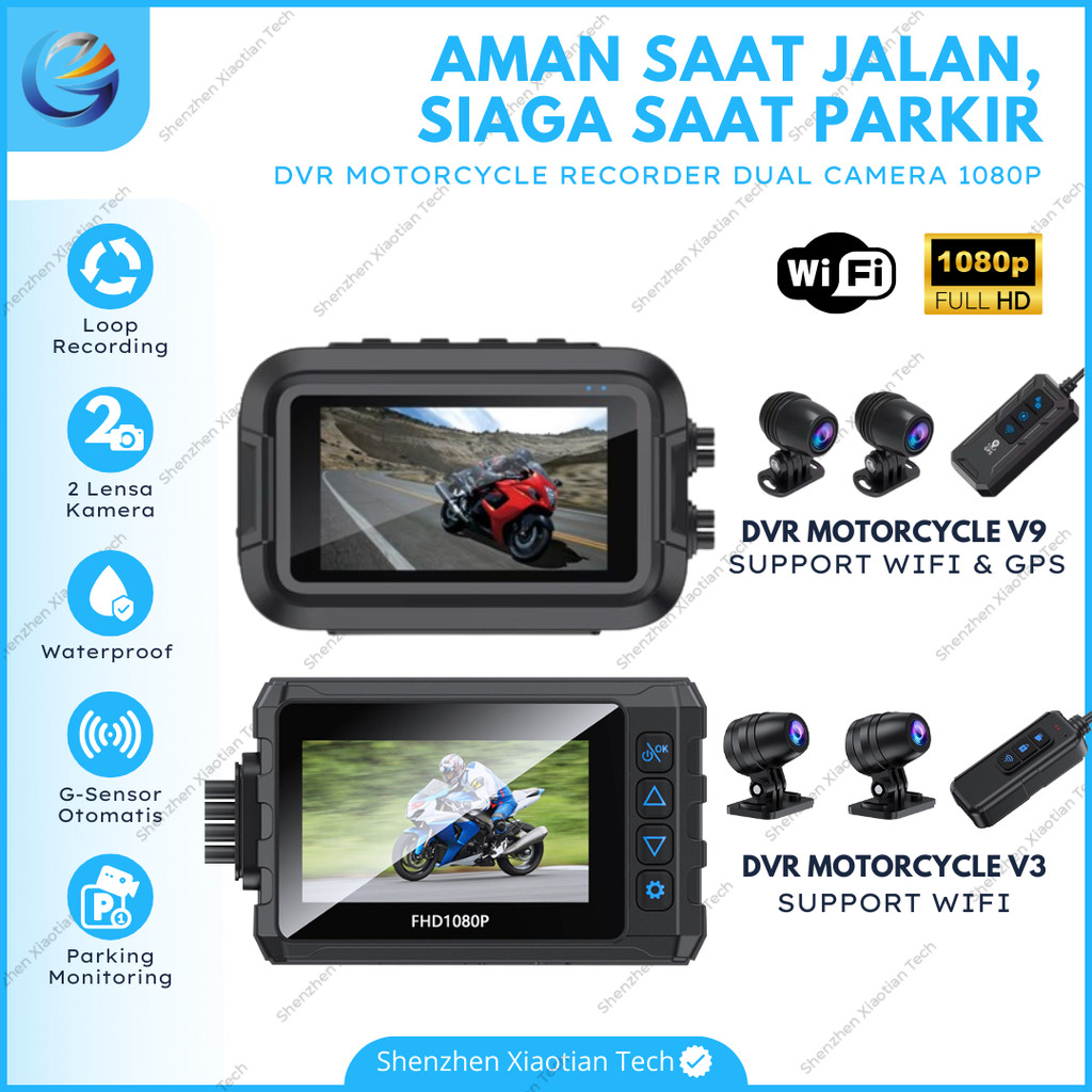 Motorcycle DVR V3 V9 Wifi | Kamera Recorder Motor GPS 1080P Full HD Waterproof | Kamera Perekam Perj