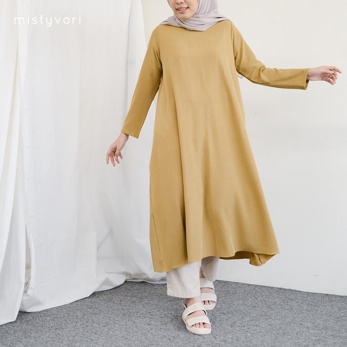 Promo Guncang MISTYVORI | Irene Tunik Baju Wanita Basic Anti Kusut Polos Muslim Panjang Katun Soft S