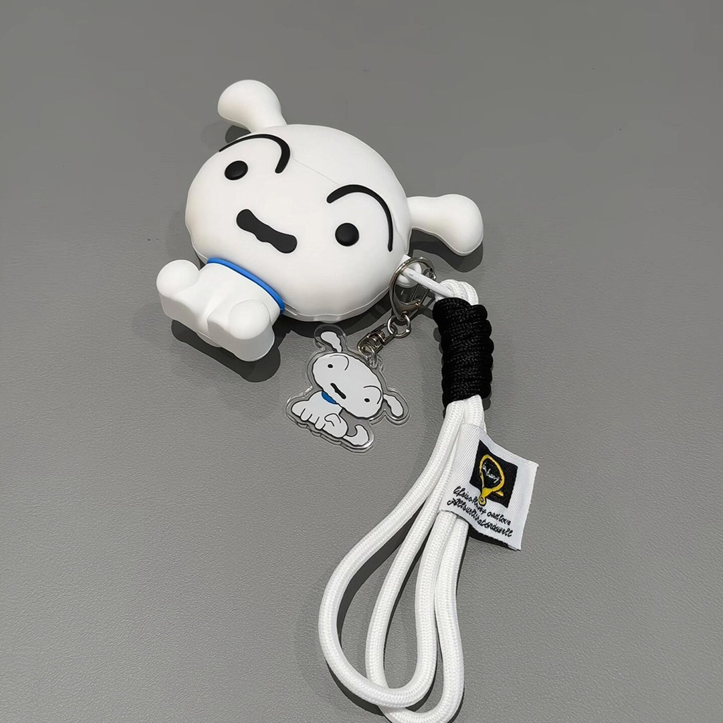 Kartun lucu kecil anjing putih debu colokan untuk AirPods4 earphone kasus Bluetooth AirPodsPro3 lemb