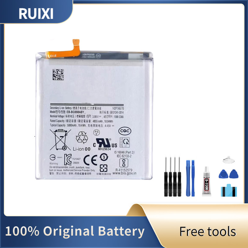 RUIXI Battery 5000mAh EB-BG998ABY Battery For Galaxy S21 Ultra S21Ultra G998 5G Mobile Phone Batteri