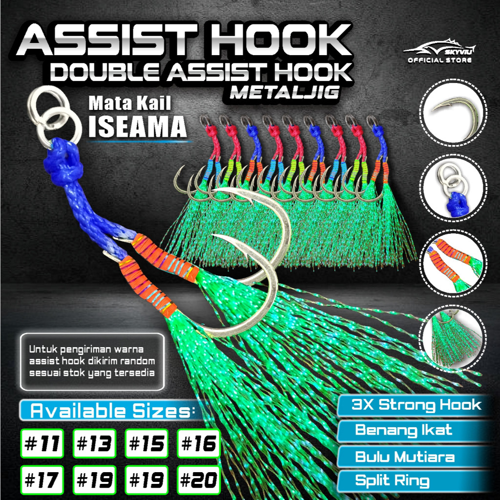Hookpilot - Kail assist ISEAMA Double hook metal jig Dobel Asis asist assis micro jig No 11 12 13 14