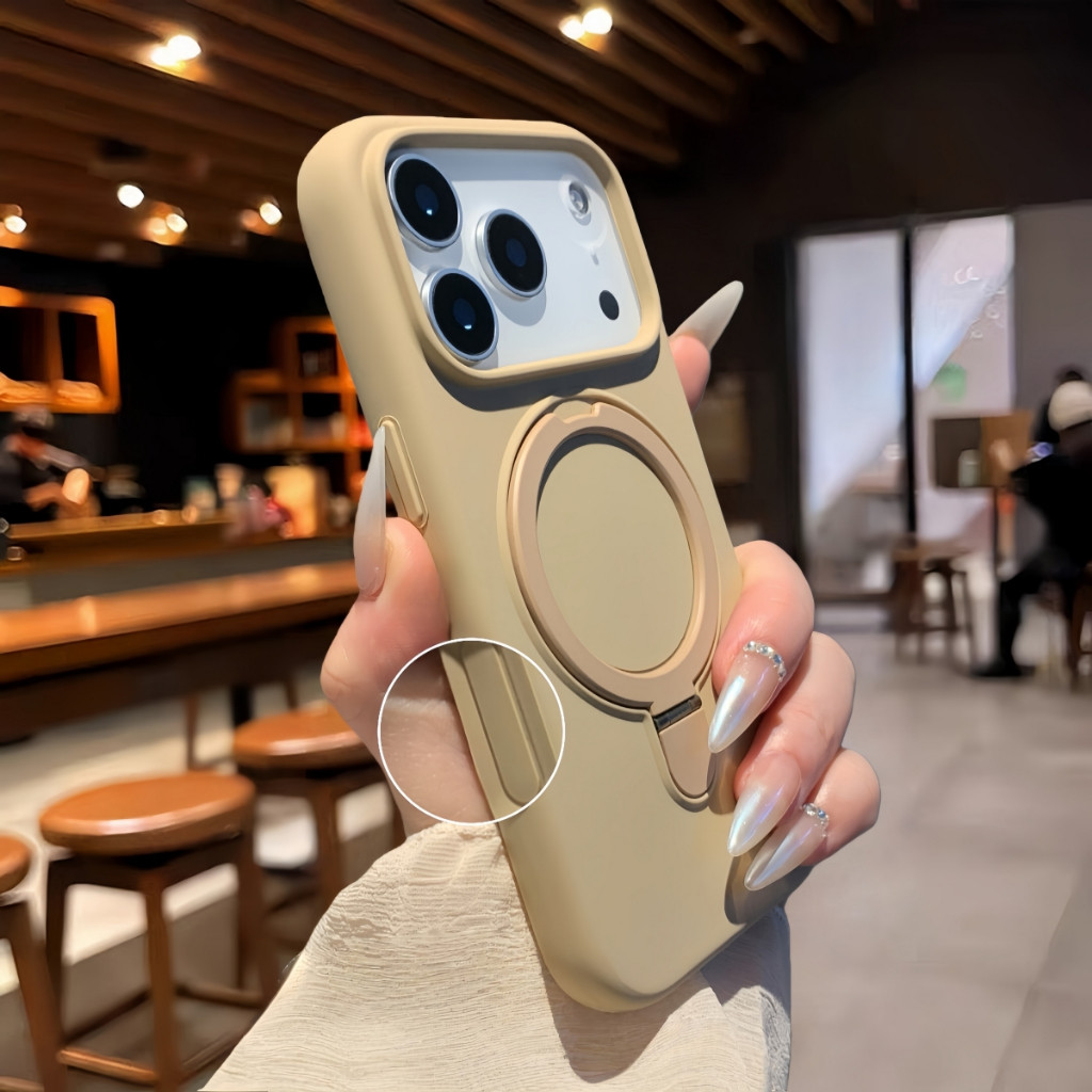 Casing ponsel silikon cair baru terlaris dengan dudukan magnet & tombol kamera all-in-one untuk iPho