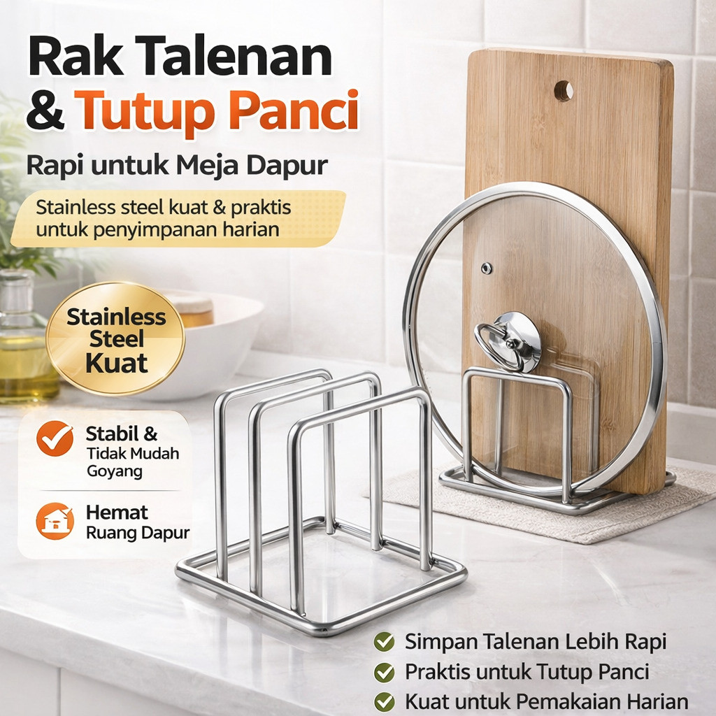 [COD+Gratis ongkir]Rak Penyimpanan Dapur- Rak Penyimpanan Tutup Panci/ Rak Penempatan Talenan Stainl