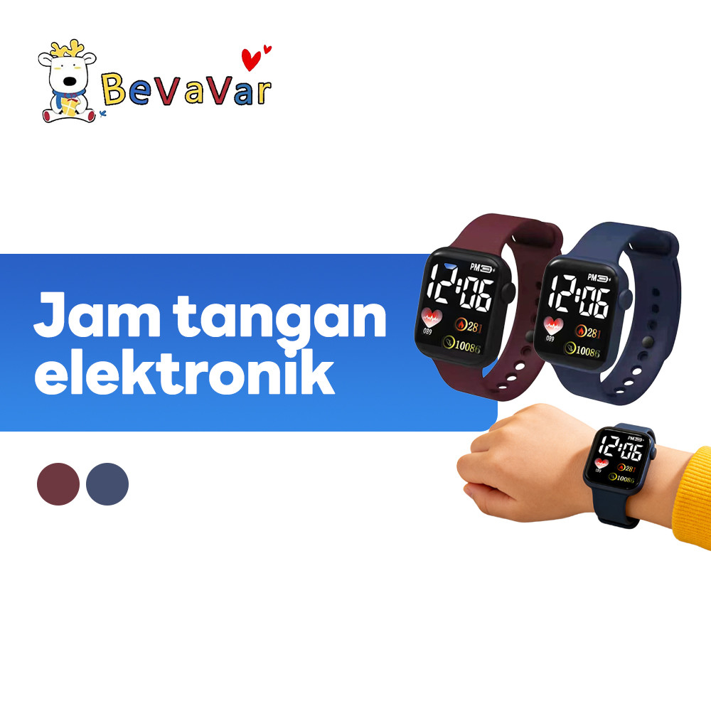 BEVAVAR Jam Tangan LED Digital Jam Tangan Karet LED Tahan Air Jam Tangan Anak Cowok Cewek Digital Ko