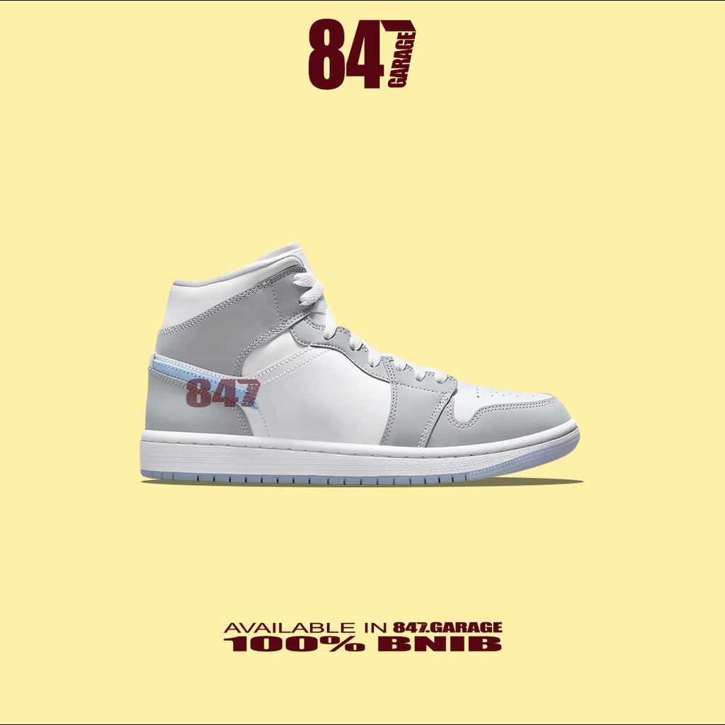 Sepatu Nike Air Jordan 1 Mid Wolf Grey Brand New In With Tag Box