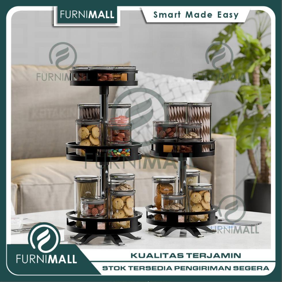 FURNIMALL Rak Susun Toples Kue Aesthetic Rangka Besi Untuk Snack Lebaran Dapur Apartemen Minimalis