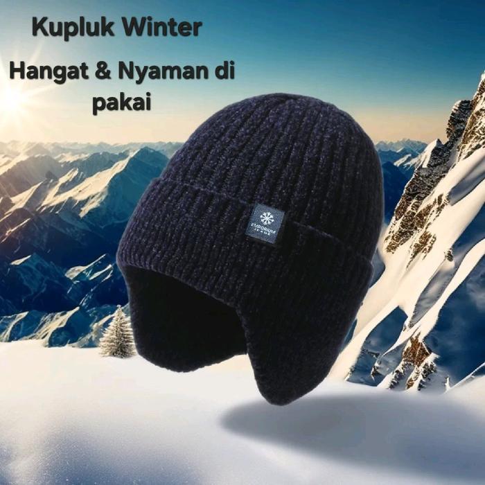 New Arrival Topi Kupluk Musim Dingin Topi Winter / Topi Salju topi bulu 021 - Hitam