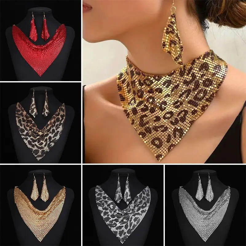 Set Perhiasan India, Kalung Choker Berlian Imitasi Berkilau, Anting, Set Perhiasan Fashion untuk Pes