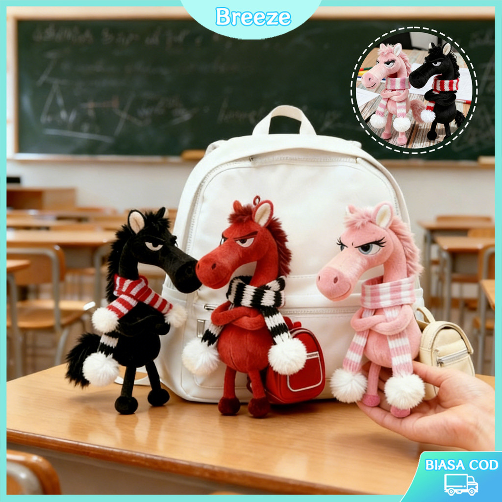 Ready-Gantungan boneka kuda hitam model terbaru | Maskot Tahun Kuda | Cocok Untuk Kunci & Tas Selemp