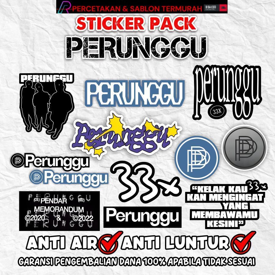 REDSTOREMERCH  Sticker Pack Band PERUNGGU bahan Vintil Tahan Air Sudah Terpotong Sesuai Pola Gambar