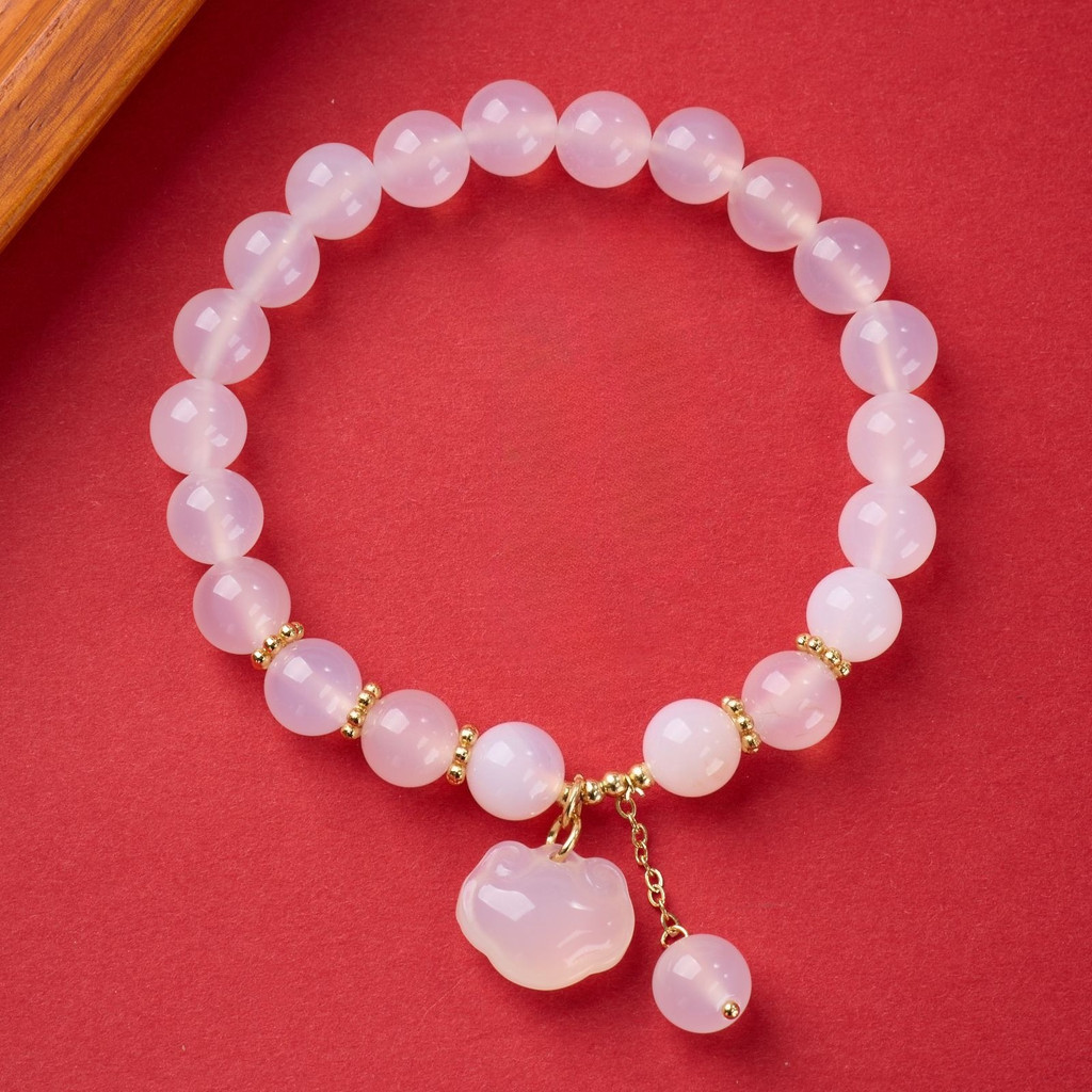 Gelang pod teratai gesper pengaman batu akik putih, gelang manik-manik Wenwan Buddha.