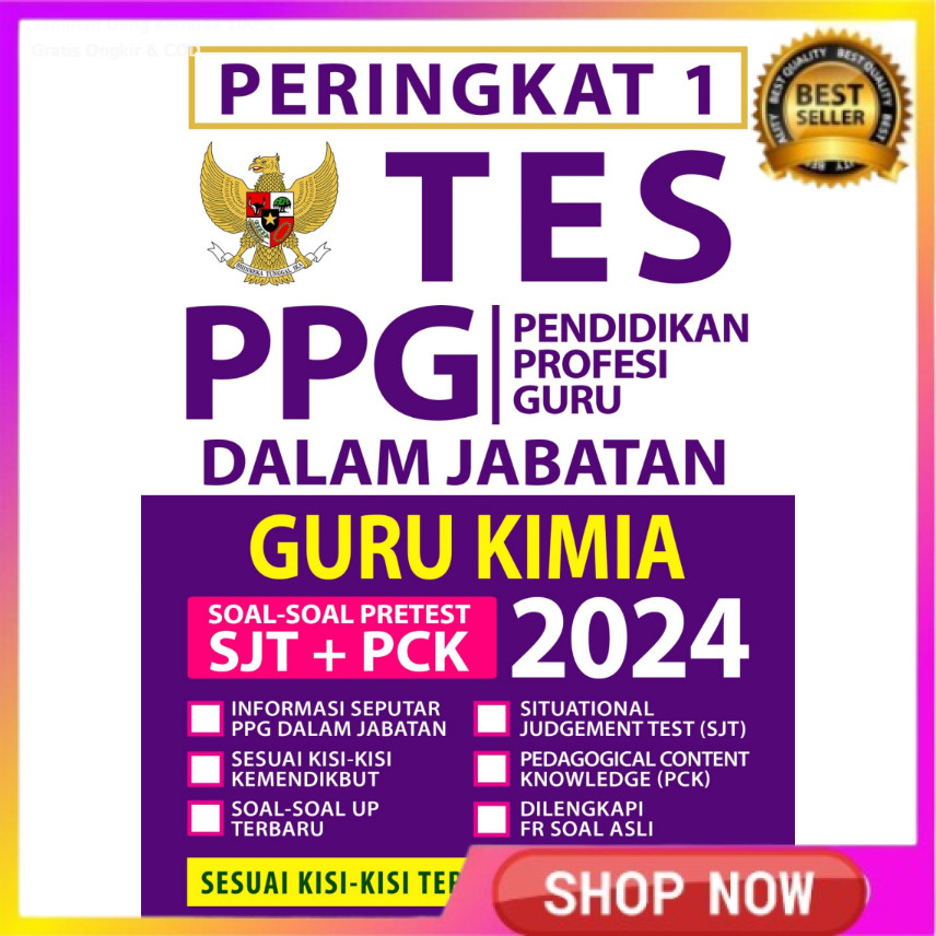 TOKO BUKU PERINGKAT 1 TES PPG DALAM JABATAN GURU KIMIA 2024 IDO196 PASTI BISA LULUS