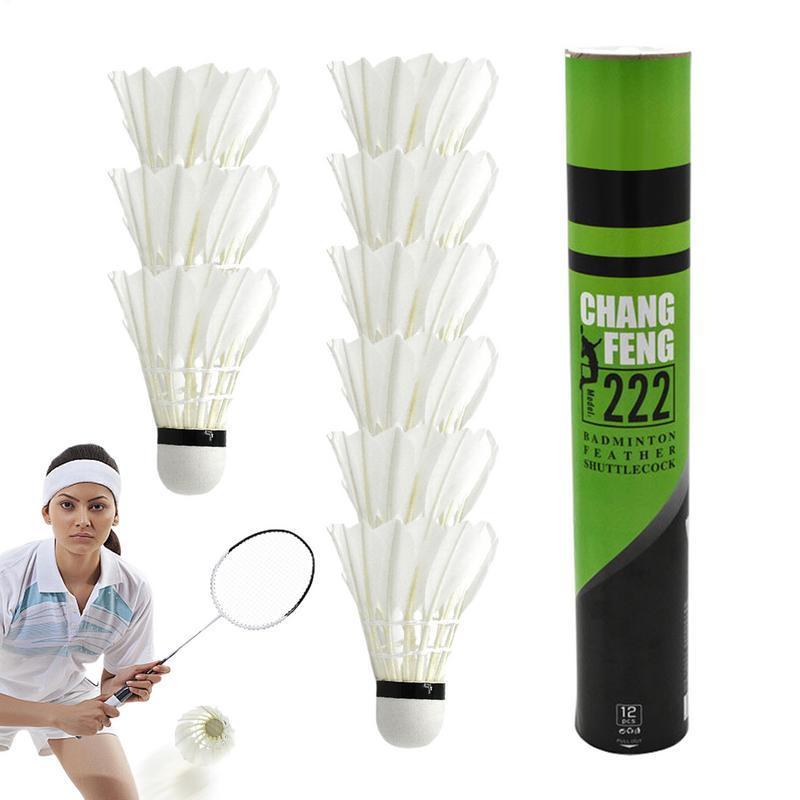 12Pc Badminton Shuttlecock Feather Badminton Ball Feather Training Shuttle Balls Set Professional Ba