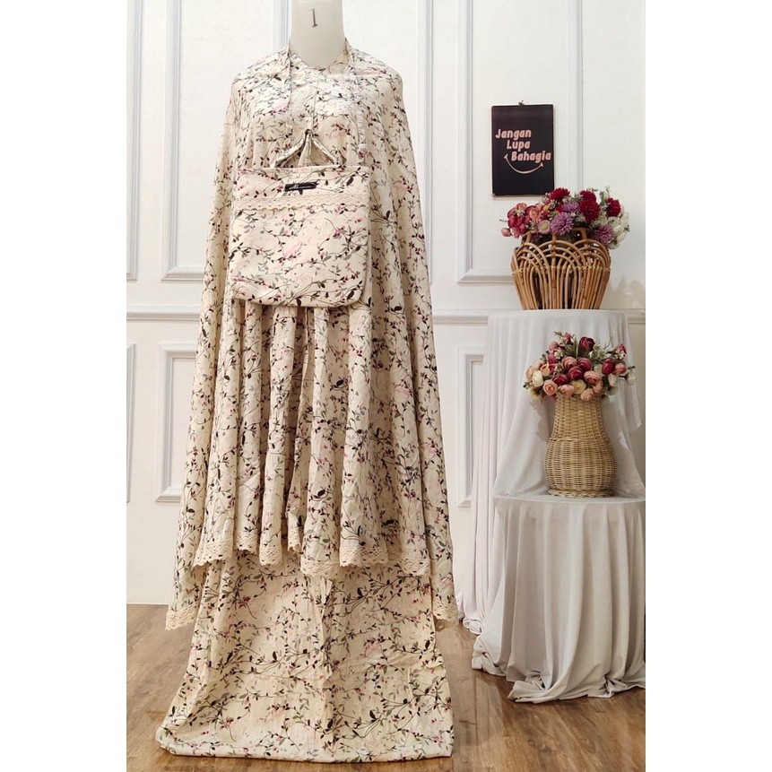 MUKENA RAYON  DEWASA MOTIF BUNGA KECIL RENDA  SUPER LEMBUT DAN ADEM/MUKENA RAYON SUPER PREMIUM