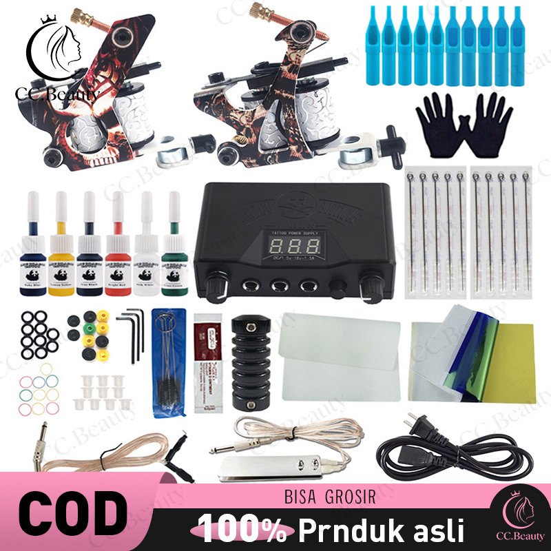 Tattoo Machine Perlengkapan tato pemula Hot Penjual Mesin Set Tato Tinta Jarum Set Lengkap Perlengka