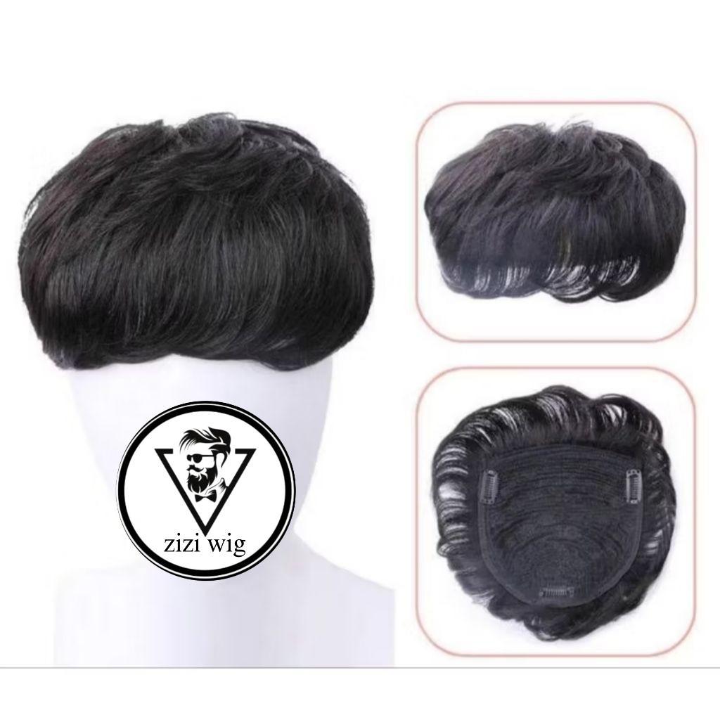 Toupeer Hair Wig Pendek Sintetis Kuat