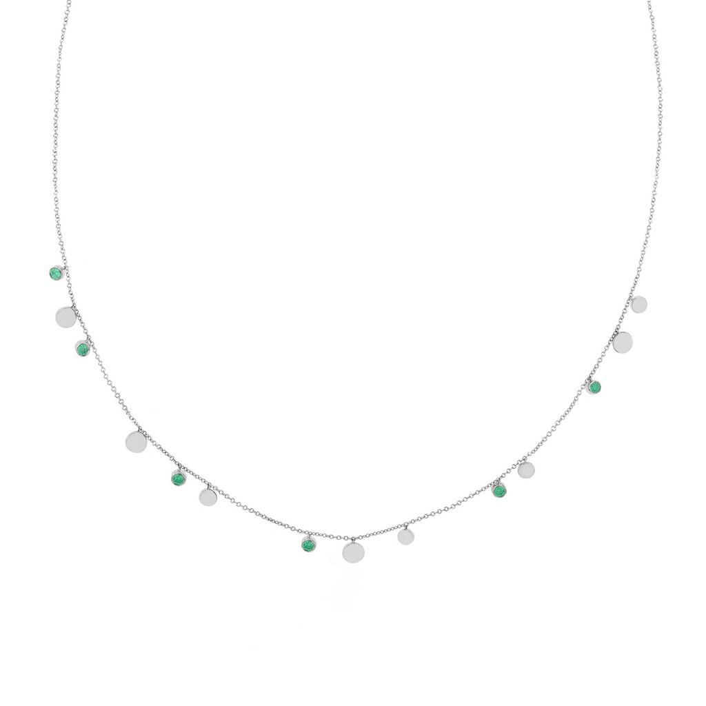 Ibu Zambian Emerald Disc Necklace - Sterling Silver