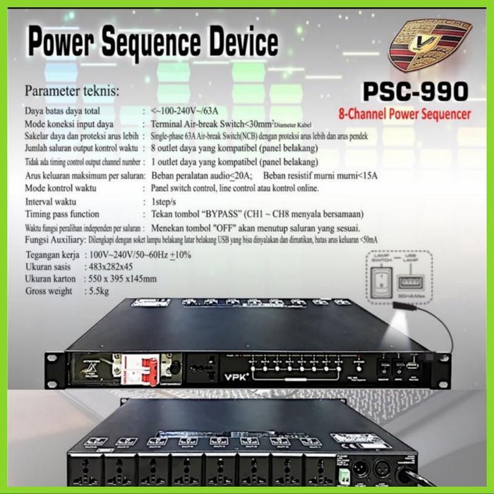 Power Suply Sound System VPK PSC 990 SEQUENCE POWER Suply 8 Channel